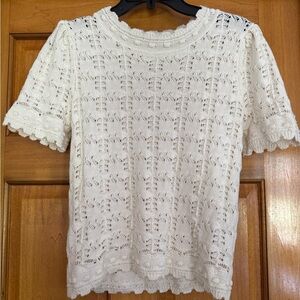 Cream Lace Knit Top